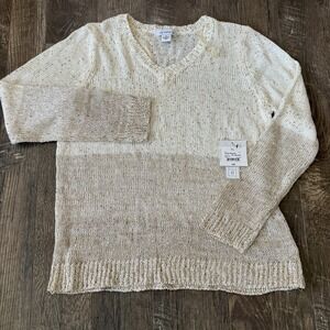 Liz Claiborne Women's Ivory Gold Sweater NWT Long Sleeve Sequin Embellishment XL